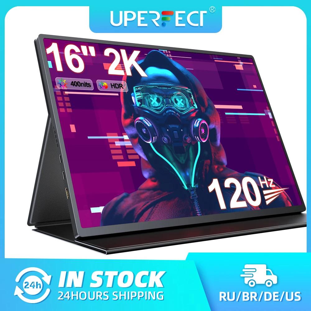 UPERFECT 2K 120Hz Monitor de juegos portatil 16 2560x1600 QHD HDR FreeSync Pantalla IPS USB tipo C HDMI externo para